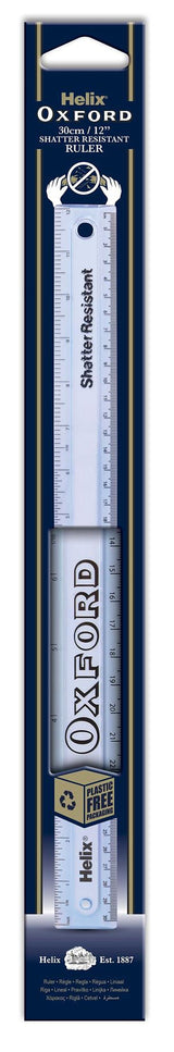 Helix Oxford 12 inch 30cm Shatter Resistant Ruler - Pack of 2