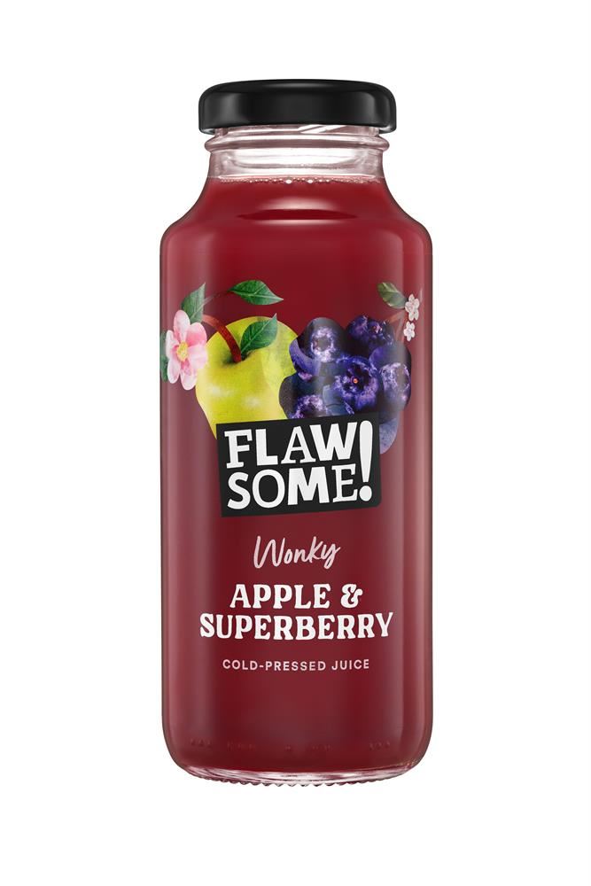 Flawsome! Apple & Superberry cold-pressed Juice Glass 250ml - 12 Pack