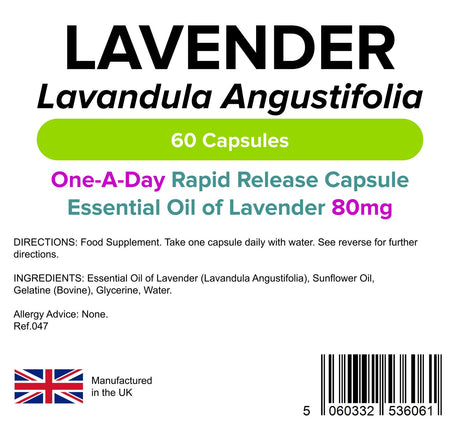 Lindens Lavender Oil 80mg - 60 Capsules