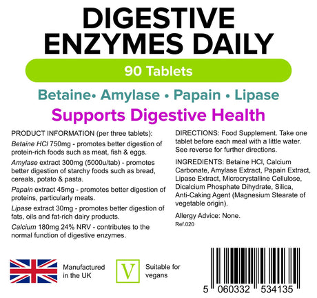 Lindens Digestive Enzymes Daily - 90 Tablets