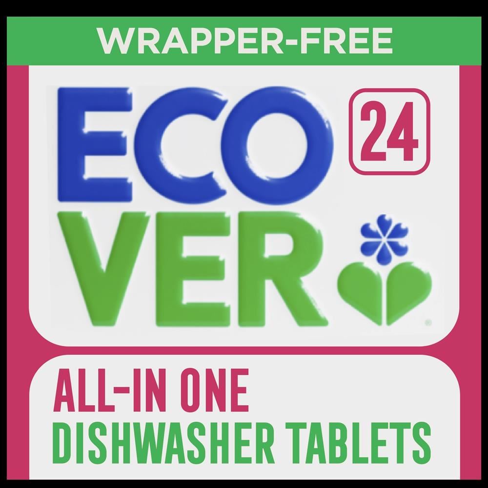 Ecover Dishwasher Tablets All in One Plastic Free 24 Tablets