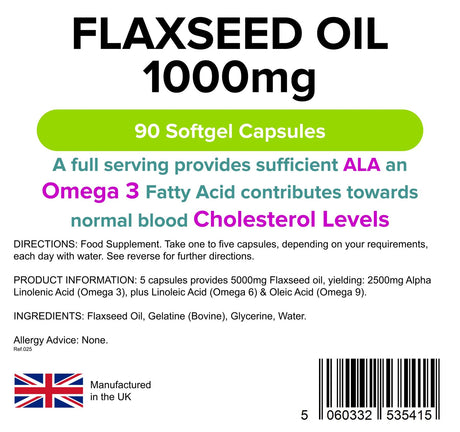 Lindens Flaxseed Oil 1000mg - 90 Capsules