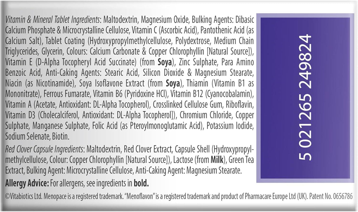Vitabiotics Menopace Red Clover Dual Pack 56 Tablets