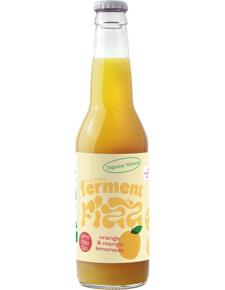 Gut Food Ferment Fizz Orange Mango Fermented Prebiotic Lemonade 330ml - 3 Pack
