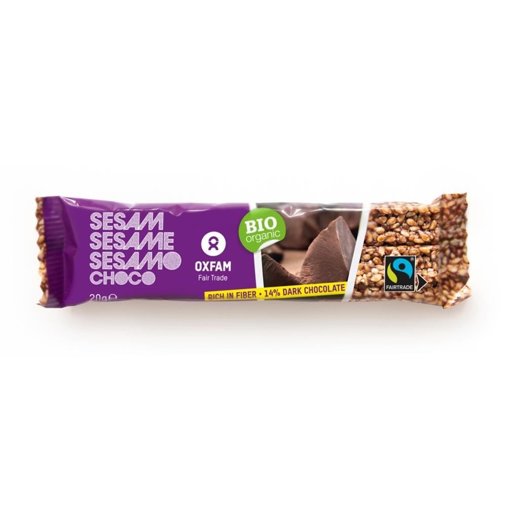 Oxfam Fair Trade ORGANIC Sesame Bar with Dark Chocolate 20g - 45 Pack
