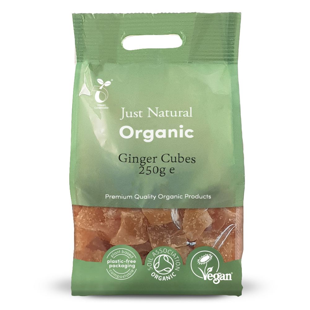 Just Natural Organic Organic Ginger Candied Cubes 250g