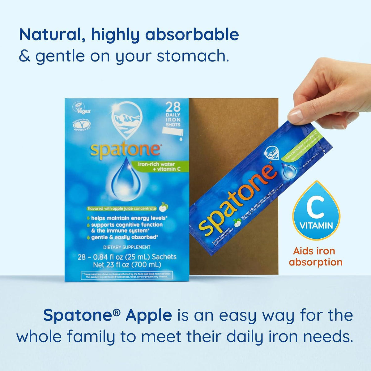 Nelsons Spatone Liquid Iron Apple Taste & Vitamin C - 28 Sachets - image 2