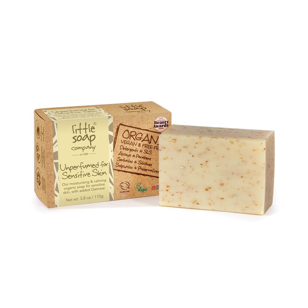 Little Soap Company Organic Unperfumed bar for Sensitive Skin 110g - 2 Pack