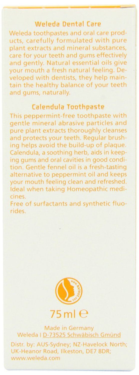 Weleda Calendula Toothpaste 75ml! Natural Peppermint Free