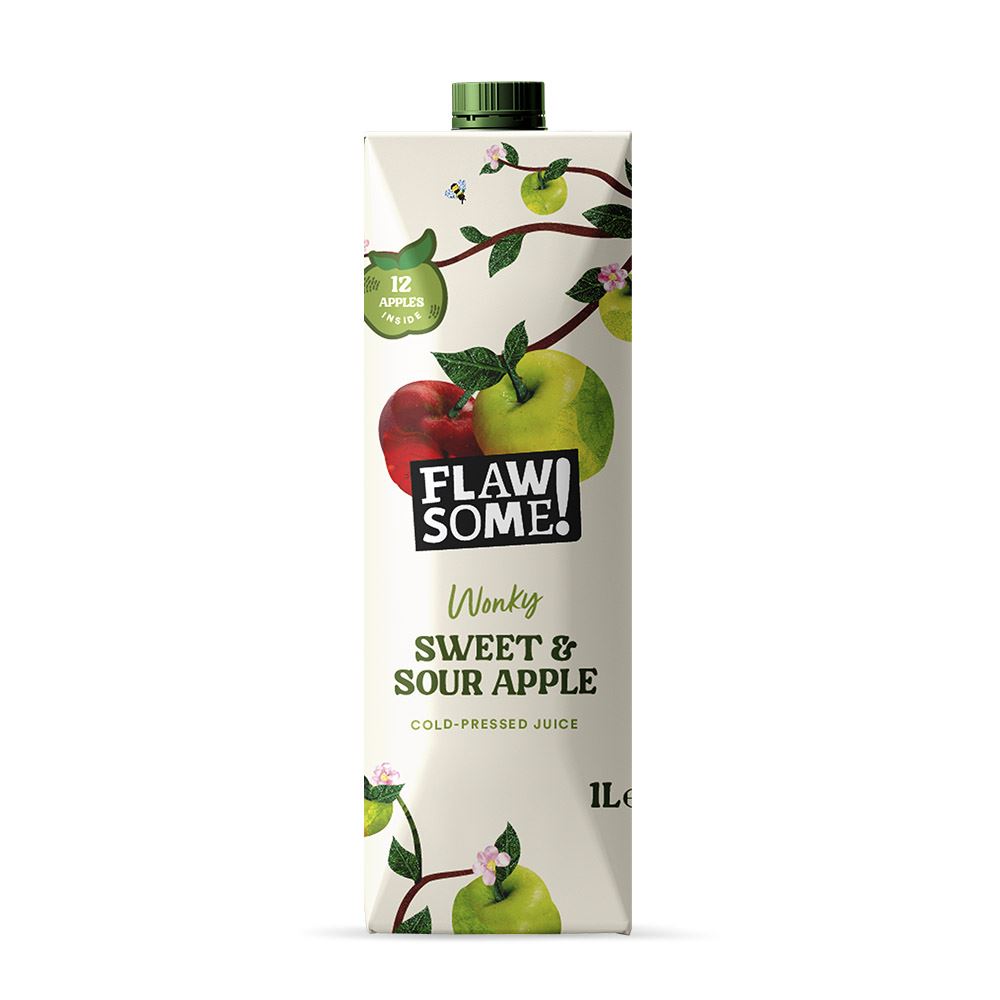 Flawsome! Sweet & Sour Apple Cold-Pressed Juice Carton 1l - 2 Pack