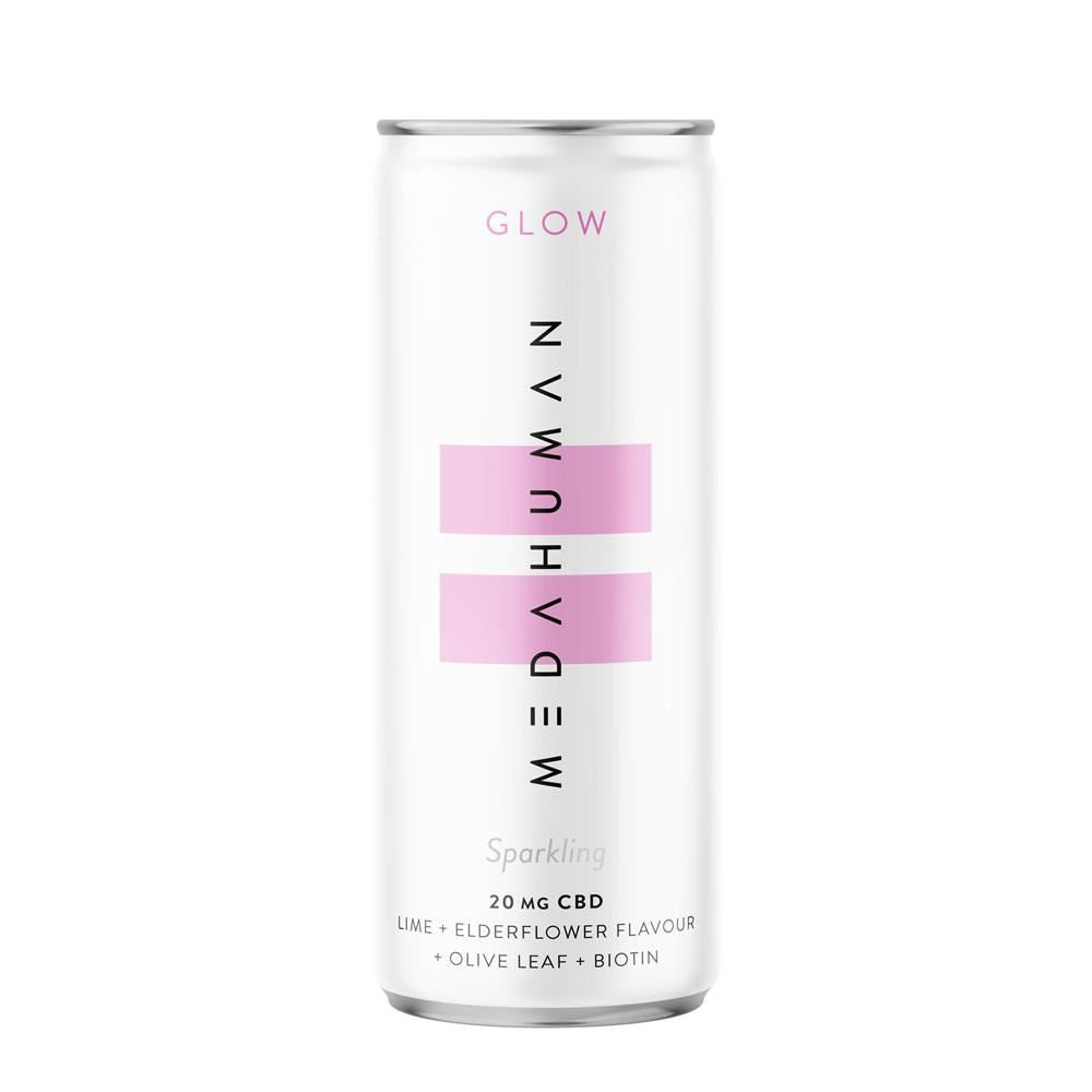 Medahuman GLOW is a lime and elderflower flavoured CBD+ drink 250ml