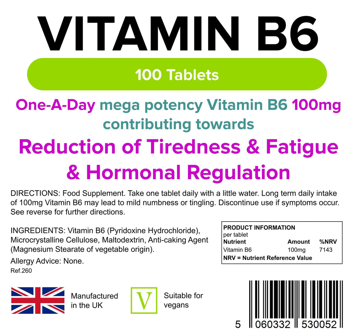 Lindens Vitamin B6 100mg - 100 Tablets - image 2