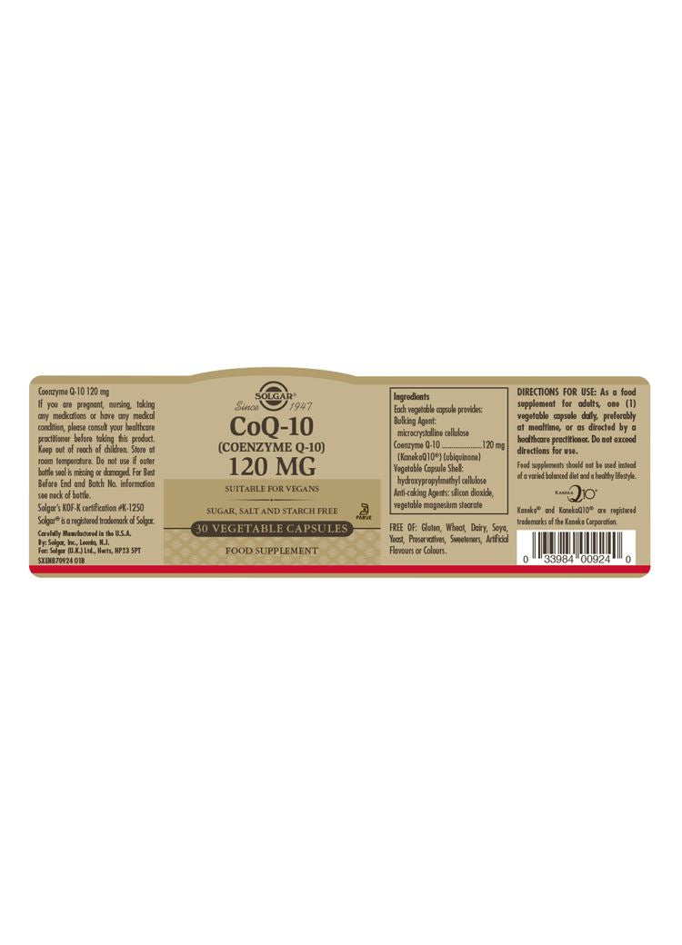 Solgar CoQ-10 (Coenzyme Q-10) 120 mg - 30 Vegicaps