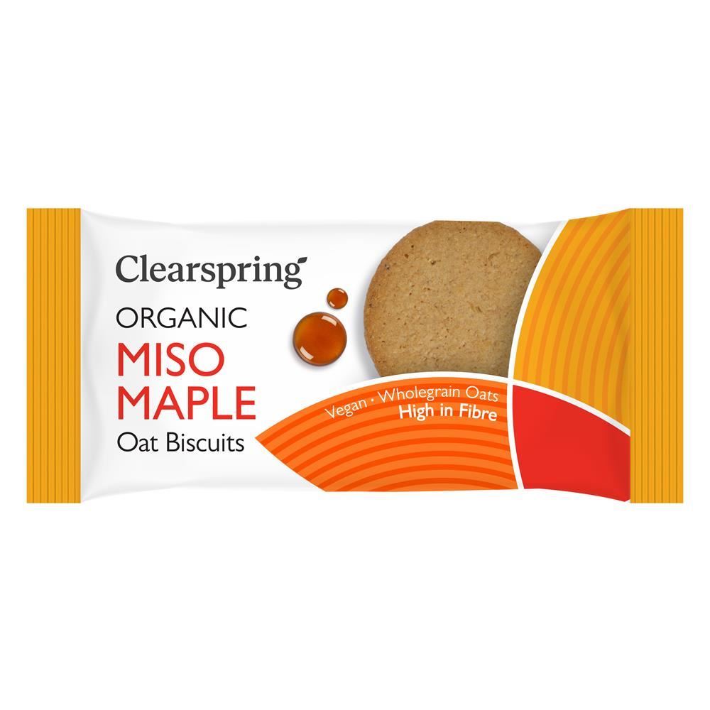 Clearspring Organic Oat Biscuits - Miso Maple 40g - 12 Pack
