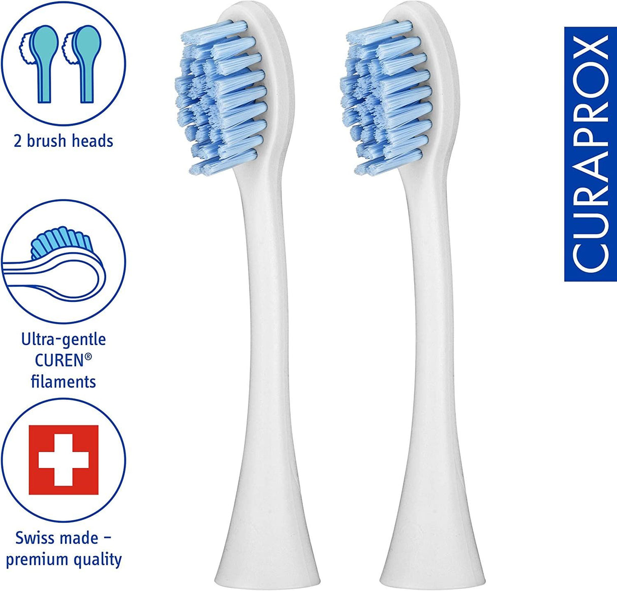 Curaprox Hydrosonic CHS 200 Easy Sensitive Replacement Toothbrush Head - 2 Pieces