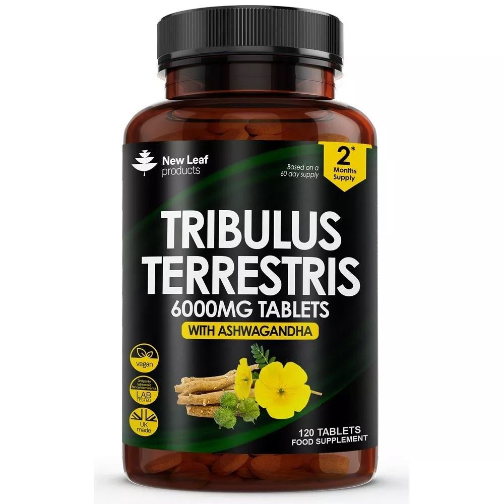New Leaf Products Tribulus Terrestris 6000mg + Ashwagandha 120 Vegan Tabs