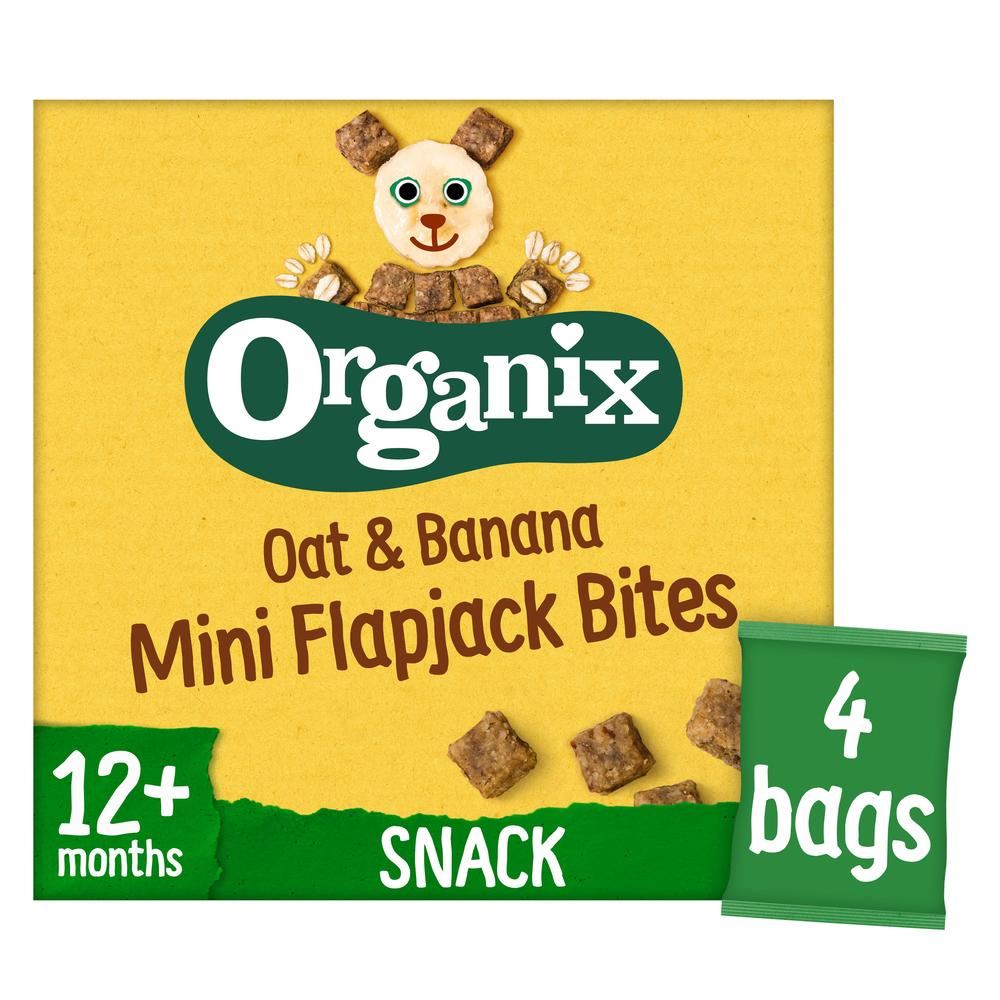 Organix Mini Oat & Banana Flapjack Snacks Multipack 4x20g