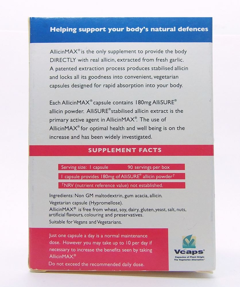 Allicin Max 100% Stabilised Allicin - 90 Capsules