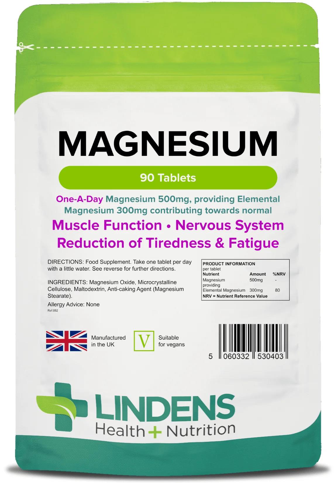 Lindens Magnesium (MgO 500mg) - 90 Tablets