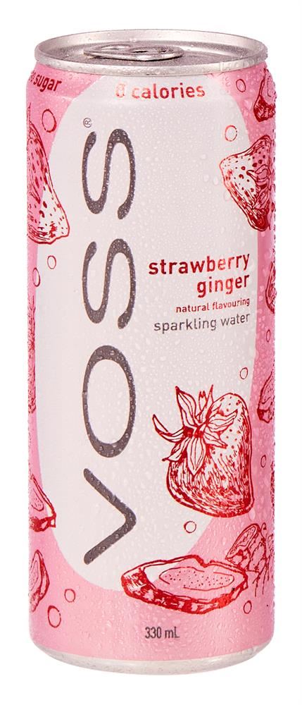 Voss Sparkling Strawberry Ginger 330ml - 10 Pack