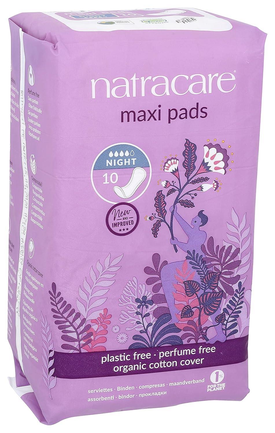 Natracare Natural Maxi Pads Night-time x 10 - 3 Pack
