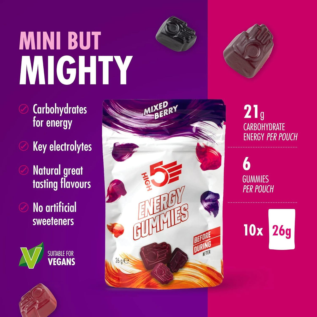 High 5 Energy Gummies 26g Mixed Berries Flavour - Pack of 5