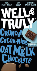 Well Truly Oat M&lk Chocolate Dark Chocolate Covered Cocoa Nibs 90g - 10 Pack
