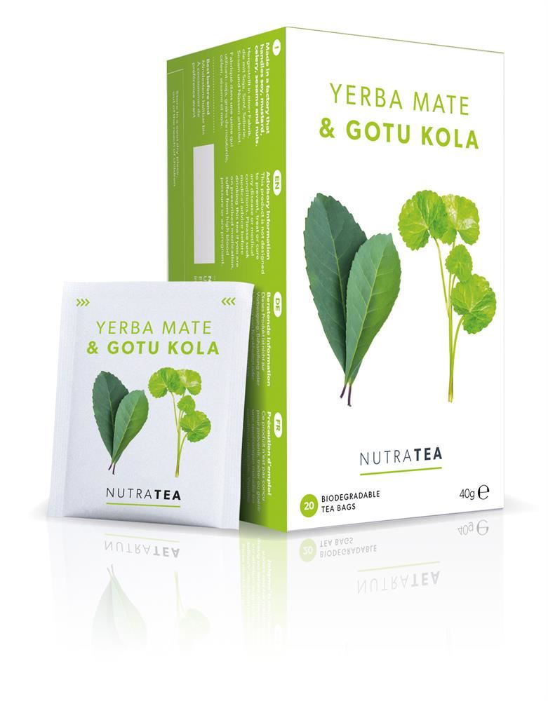 Nutratea Nutra Yerba Mate & Gotu Kola - 20 Herbal Tea Bags - 10 Pack