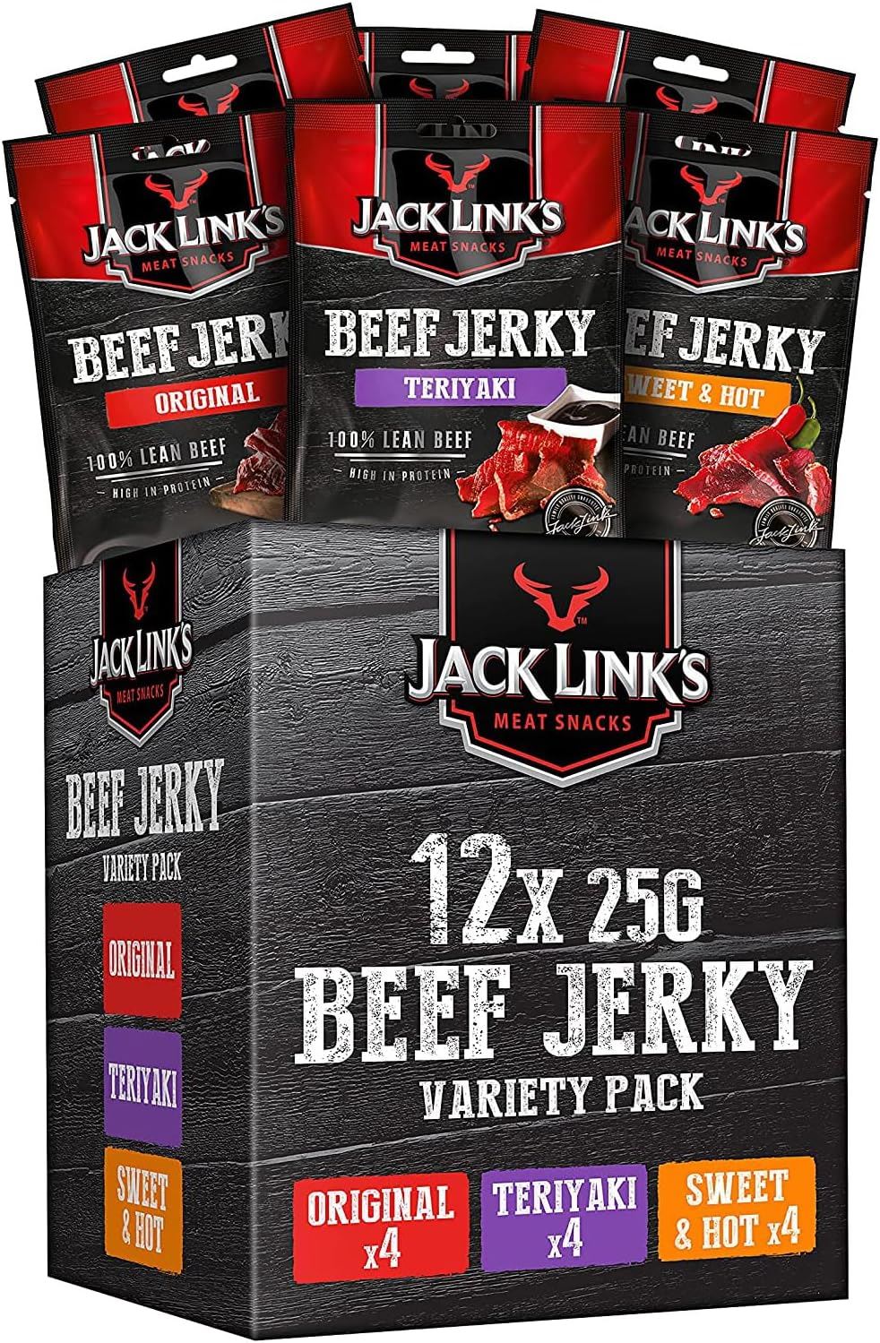 Jack Link's Protein Snacks Beef Jerky Mixed 25g - Pack of 12