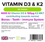 Lindens Vitamin D3 4000IU & K2 - 90 Tablets - image 2