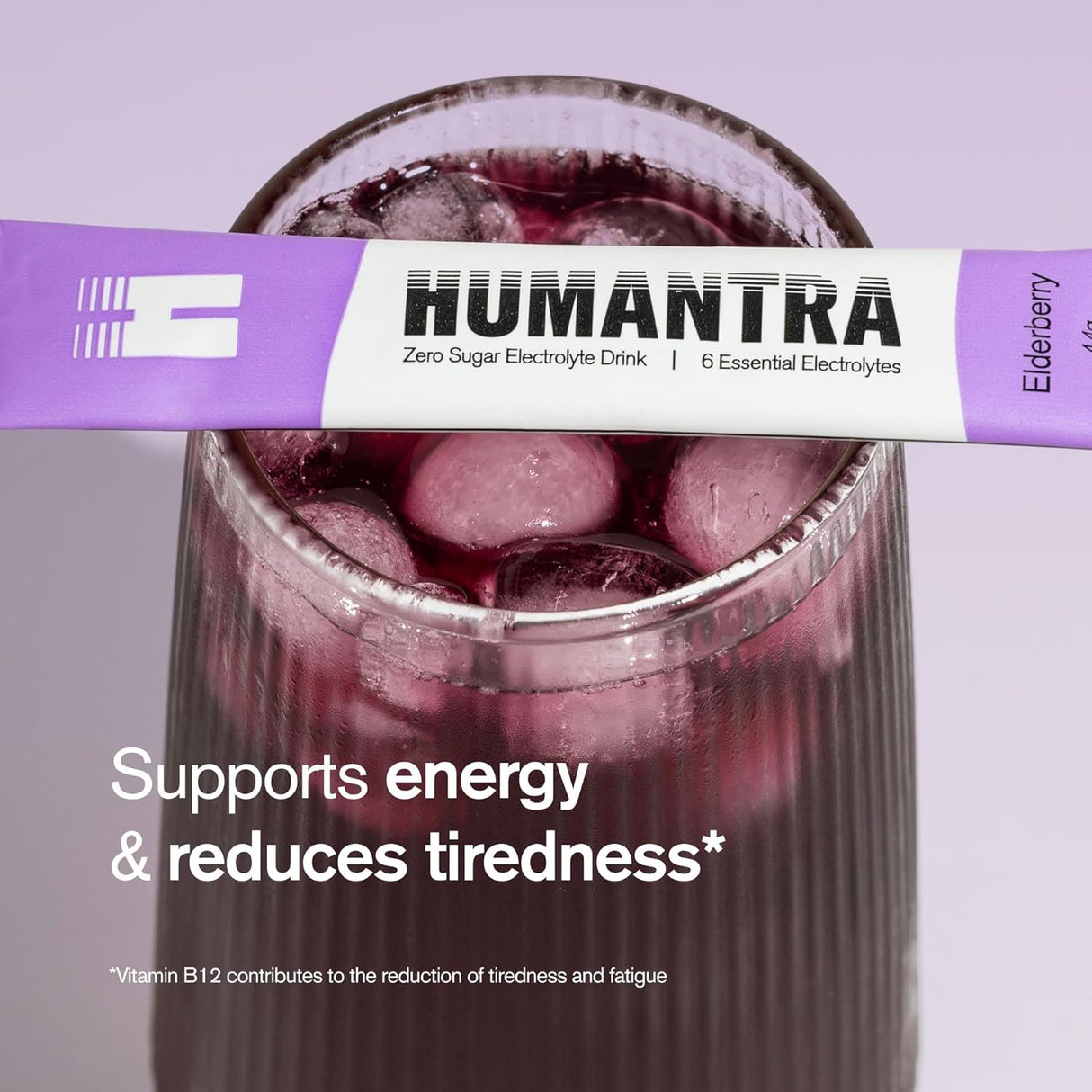 Humantra Electrolyte Powder Elderberry 20 Sachets - Hydration Drink Mix with 6 Electrolytes, Vegan, Sugar Free, Gluten Free