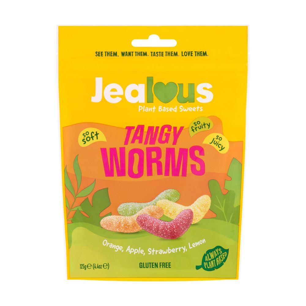 Jealous Sweets Tangy Worms Plant Based Sweets 125g - 10 Pack