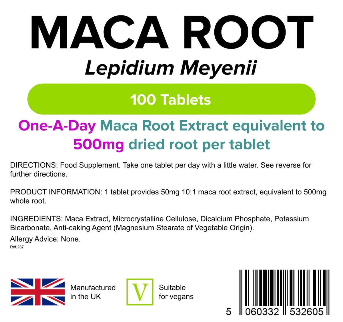 Lindens Maca 500mg - 100 Tablets - image 2