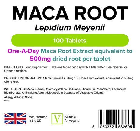 Lindens Maca 500mg - 100 Tablets