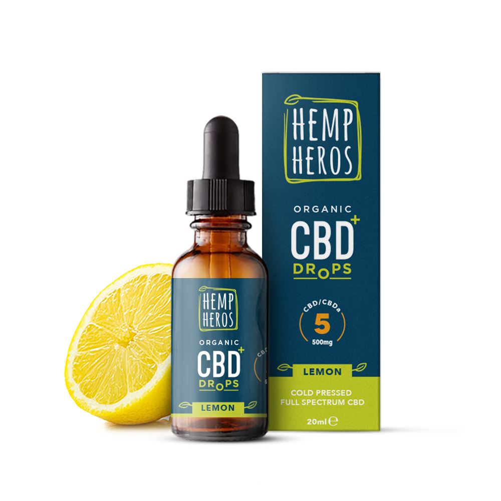 Hemp Heros Organic cold pressed CBD+ 500mg lemon flavour - 20ml bottle