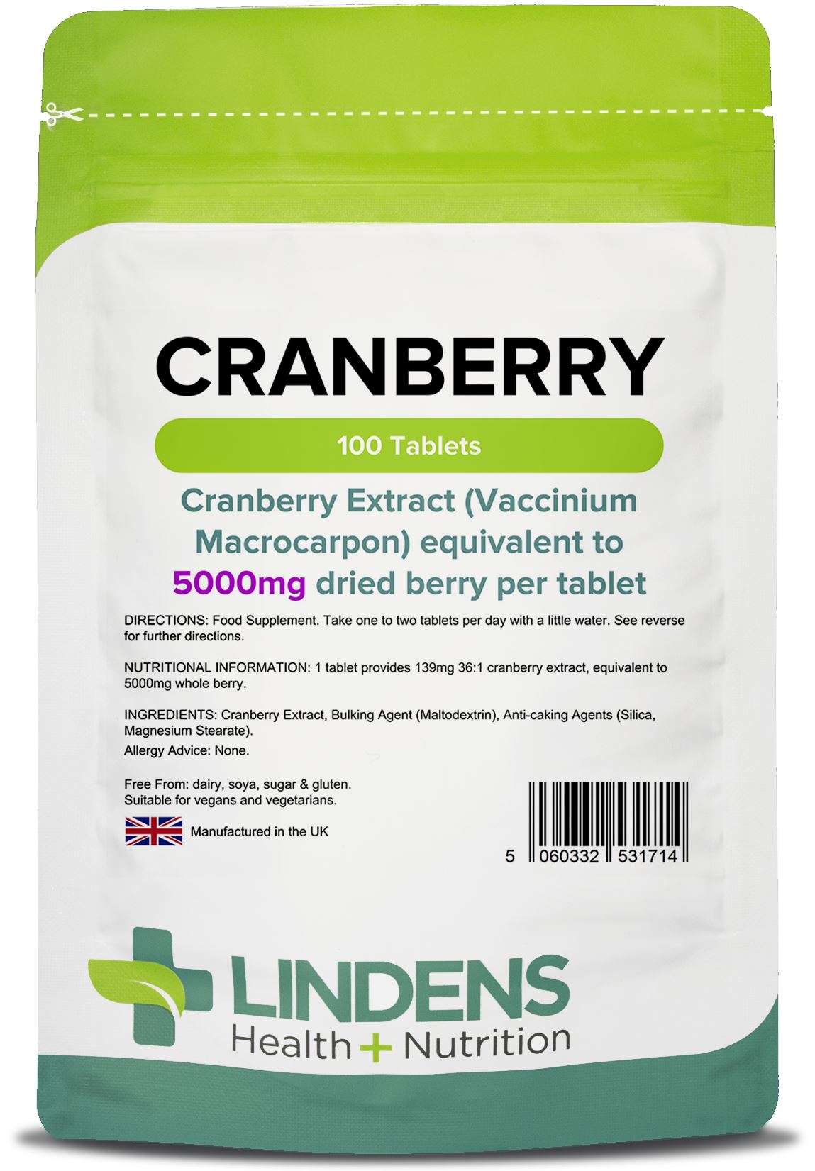 Lindens Cranberry Juice 5000mg - 100 Tablets