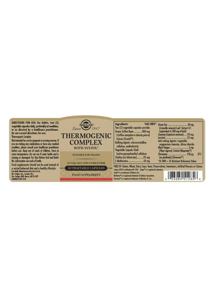 Solgar Thermogenic Complex with Svetol - 60 Vegicaps