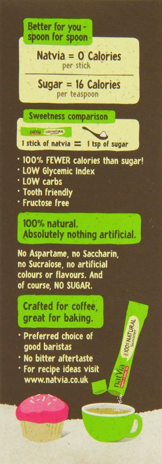 Natvia 100% Naturally Derived Sweetener 80 Sticks (2g each) - Pack of 4