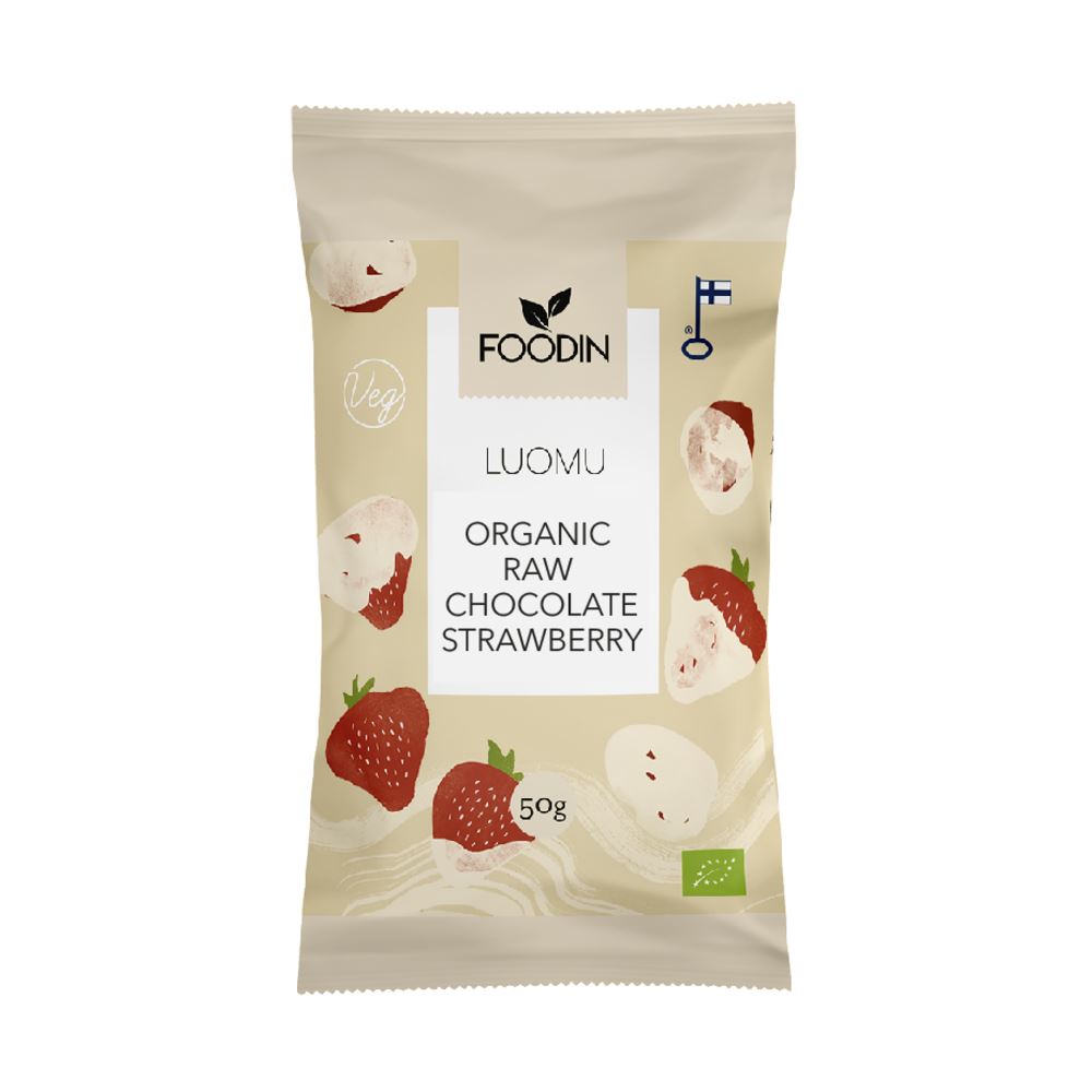 Foodin Organic Raw White Chocolate Strawberry 50g - 4 Pack
