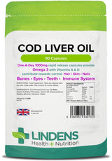 Lindens Cod Liver Oil 1000mg - 90 Capsules