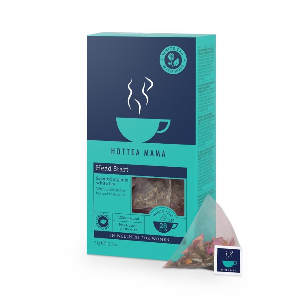 HotTea Mama Organic white tea and rose petals for tiredness support 14 bags
