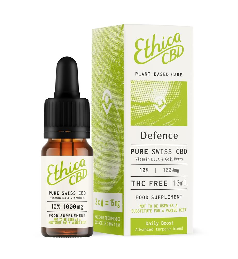EthicaCBD Defence CBD Oil 1000mg/10ml (Vitamin D3 A & Goji Berry)