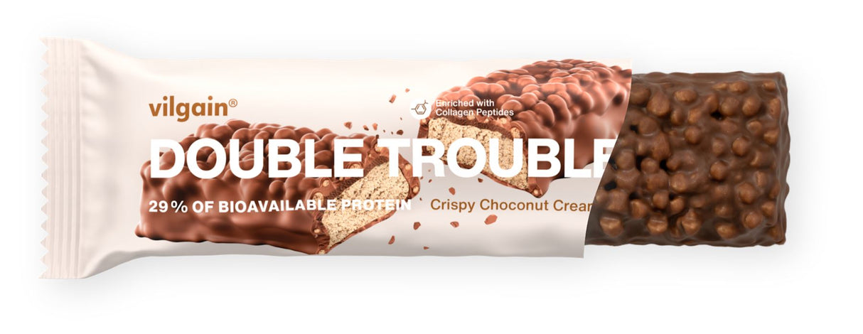 Vilgain Double Trouble Protein Bar Crispy Choco Bueno 55g - 12 Pack