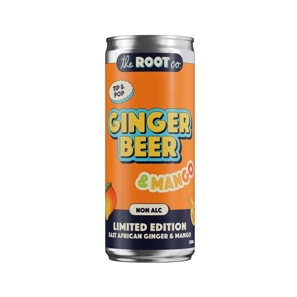 The Root Co Mango-flavoured Ginger Beer from East African Ginger 230ml - 12 Pack