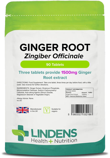 Lindens Ginger Root 500mg - 90 Tablets