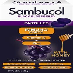Sambucol Pastilles Immuno Forte Vit C and Zinc with Honey 20 Pastilles