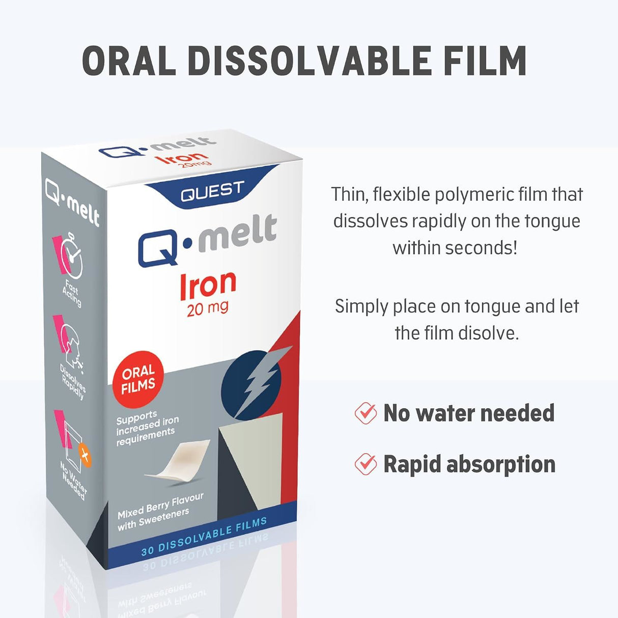 Quest Q-Melt Iron Mixed Berry 20mg - 30 Films