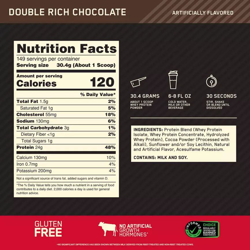 Optimum Nutrition Gold Standard 100% Whey Protein Powder - 900g/2.2kg/4.5kg