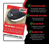 Trainer Armour Big Toe Hole & Heel Hole Preventer Patches - Black or White
