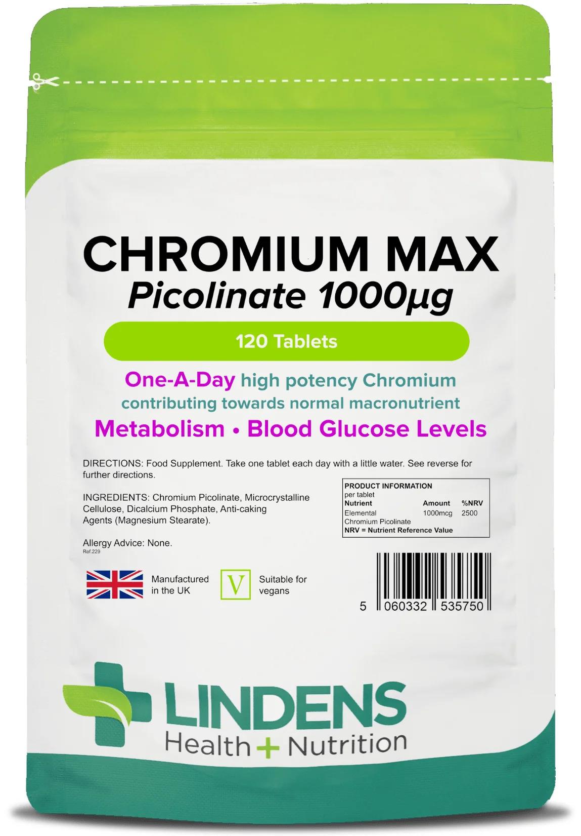 Lindens Chromium Max 1000mcg - 120 Tablets